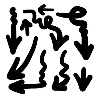 El çizilmiş oklar ayarlandı, vektör illüstrasyon grafik tasarım ögeleri.