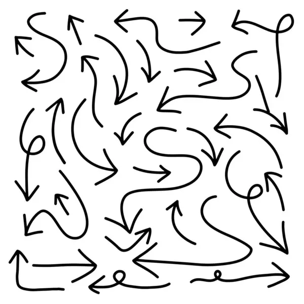 El çizilmiş oklar ayarlandı, vektör illüstrasyon grafik tasarım ögeleri.