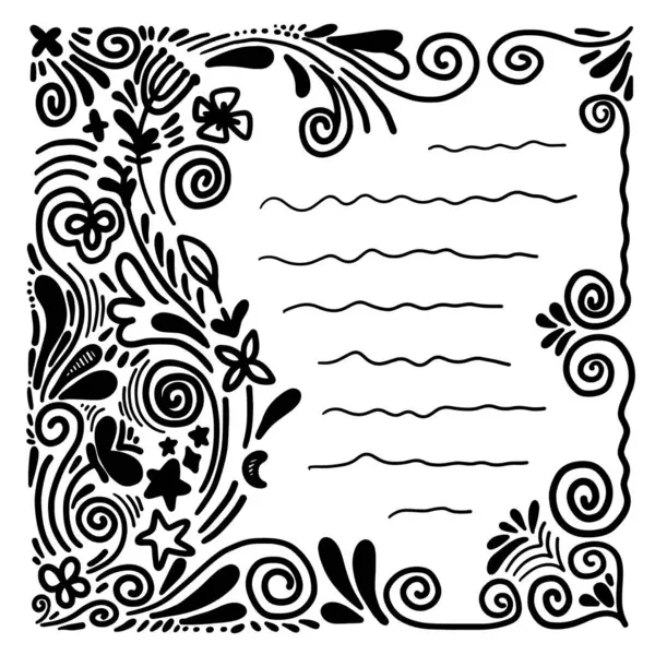 Soyut dalları, yaprakları, beyaz arkaplandaki çiçekleri içeren kare çerçeve, metin kartı için boşluk, hediye etiketi tasarımı.