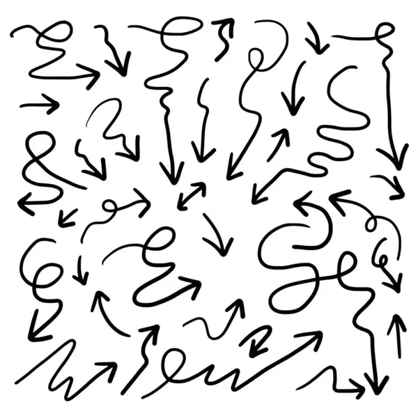 El çizilmiş oklar ayarlandı, vektör illüstrasyon grafik tasarım ögeleri