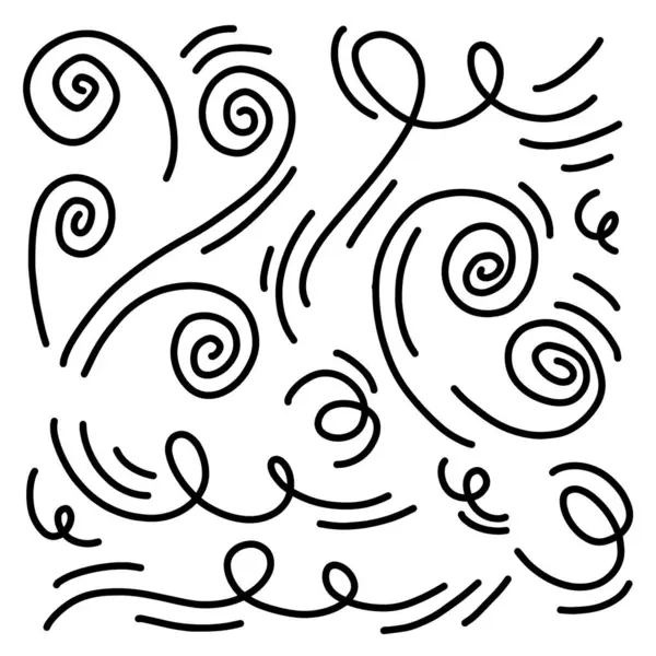 Doodle rüzgar çizgisi çizimi hazır. El çizimi rüzgar hareketi, hava üfleme, girdap tasarımı. Hava üfleme hareketi çizimi, soyut çizgiler.