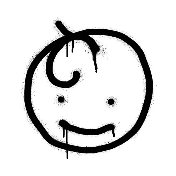 Sprey boyalı Grafiti üzgün surat beyaz arka plana izole edilmiş. vektör illüstrasyonu.