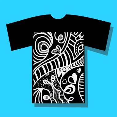Tişört illüstrasyonu için el çizimi tasarımı.