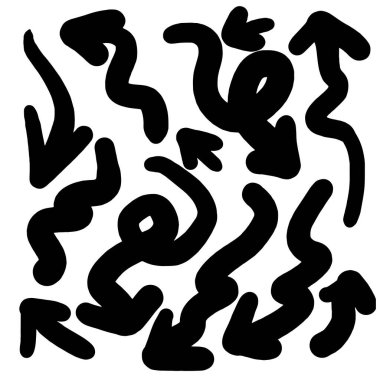 El çizimi ok vektör seti. Doodle Arrows Vektör Çizimi.