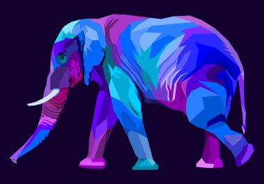 Pop sanat tarzında renkli bir fil. vektör illüstrasyonu.