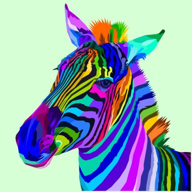 Beyaz arka plan üzerinde izole renkli zebra