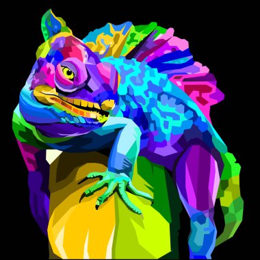 Renkli iguana pop sanatı, tişörtler için baskı ve diğeri, moda giyim tasarımı..