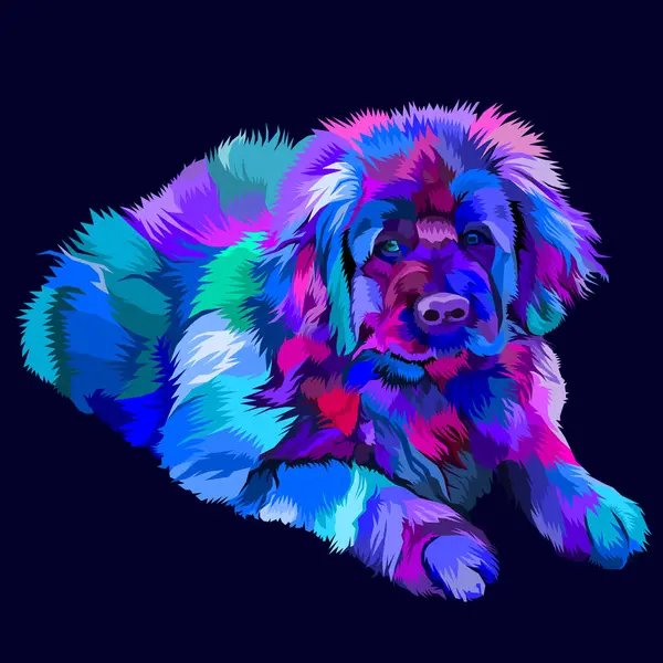 Renkli Köpek İllüstrasyonu. Wpap tarzı..
