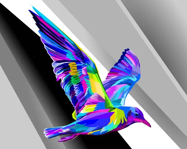  Pop sanat tarzında renkli uçan kartal. vektör illüstrasyonu