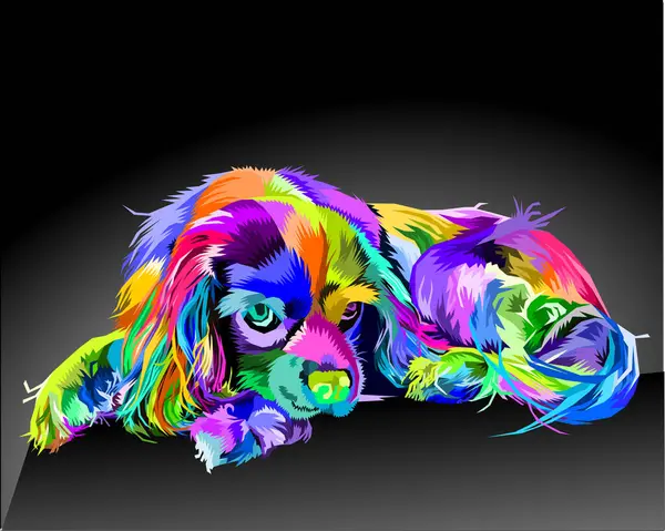Renkli cocker spaniel dog pop sanat tarzında izole edilmiş. vektör illüstrasyonu