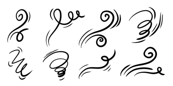 Doodle rüzgar çizgisi çizimi hazır. Elle çizilmiş rüzgar hareketi, hava üfleme.