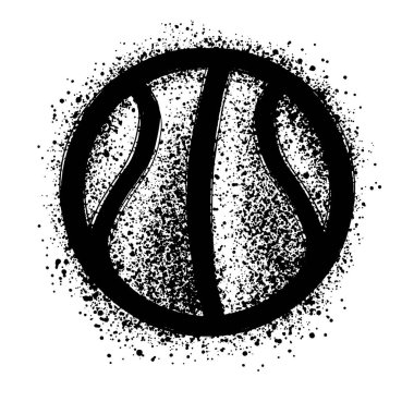 Bir basketbol topunun grunge ya da siyah sprey boyayla çizimi.