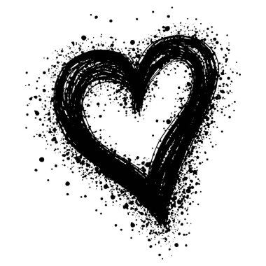 Beyaz arka planda izole edilmiş grafiti kalbi. kalp ve grunge çizim tekniği