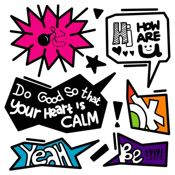 Farklı ve benzersiz biçimlerde el çizimi konuşma baloncukları