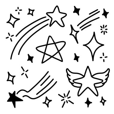 El çizimi karalama yıldızları beyaz arkaplanda izole.