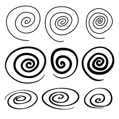 El çizimi tarzında dönen spiraller. vektör illüstrasyonu