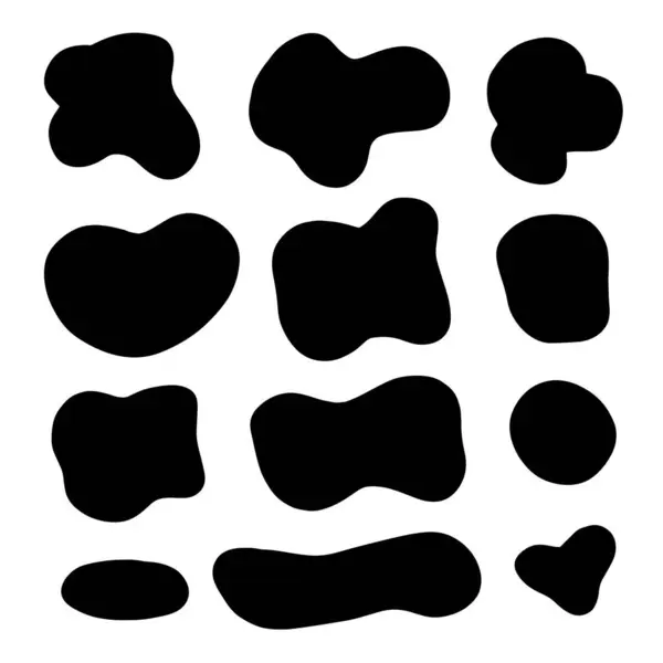 Organik leke, leke. Beyaz arka planda izole edilmiş rastgele organik geometrik yuvarlak desen. soyut organik şekil koleksiyonu.