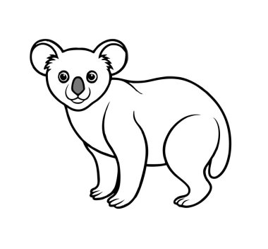 Beyaz arkaplan üzerinde siyah, basit vektör çizimi Koala silueti.
