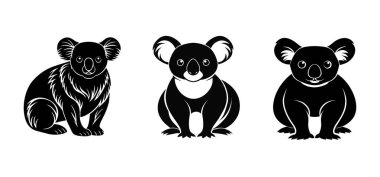 Beyaz arkaplan üzerinde siyah, basit vektör çizimi Koala silueti.