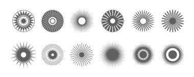 Siyah ve beyaz güneş patlaması şekilleri..