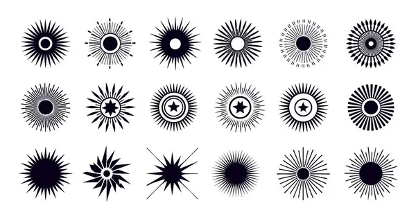 Siyah ve beyaz güneş patlaması şekilleri..