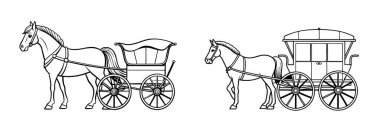 İki at bir at arabası ve bir at arabasıyla çekiyorlar..