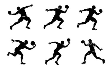 Hentbol Oyuncuları Siluetleri Eylemde, Atışa Hazır ve Gol Alıyor