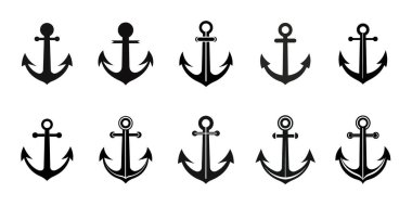 Farklı boyutlarda ve şekillerde bir çapa seti