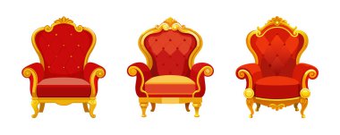 Üç muhteşem ve dekoratif sandalye kraliyet veya lüks ortamlar için mükemmel..