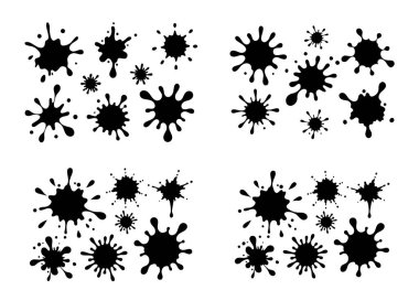 Siyah Mürekkep Dökümünün Şekillendirilmiş Vektör Grafikleri, Lekeler ve Beyaz Noktalar