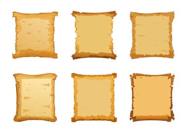 Tırtıklı Kenarlı ve Kahverengi Kenarlı Altı Antika Parşömen Koleksiyonu