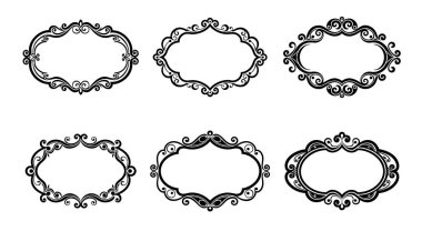 Kıvrımlı ve Kaydırma Kenarlıkları ile Altı Zarif Süsleme Çerçevesi Koleksiyonu