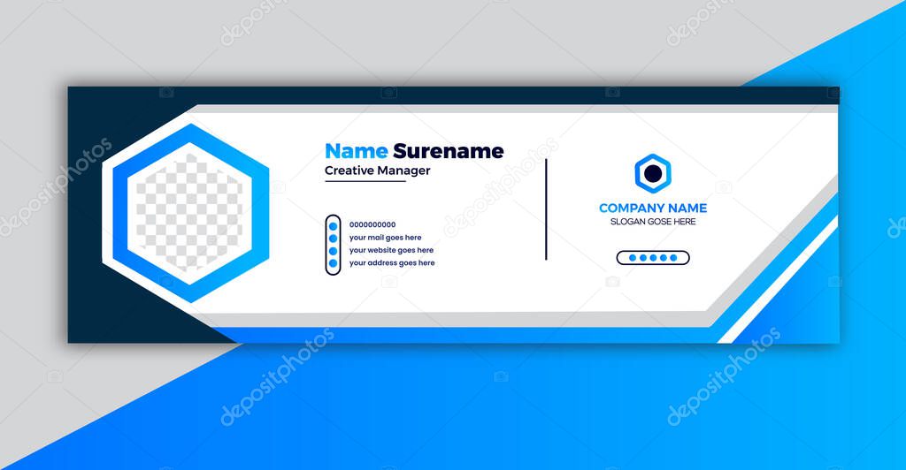 Modern and Clean Email Signature Template Design with Green and Blue Accents.
