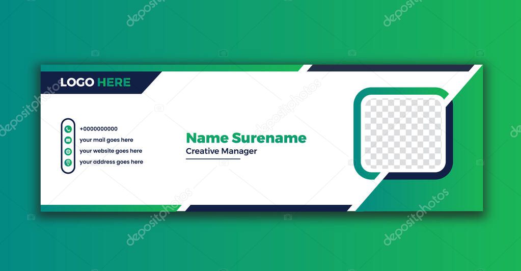 Modern Professional Email Signature Template Design with Hexagonal Photo Placeholder.