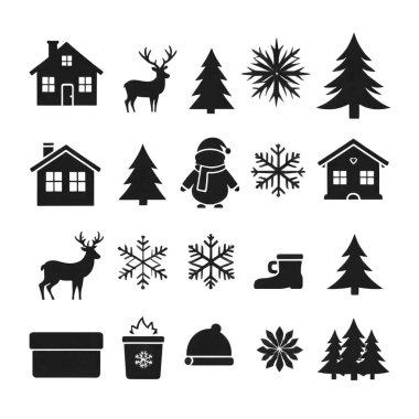 Yılbaşı ve yeni yıl simgeleri vektör belirler