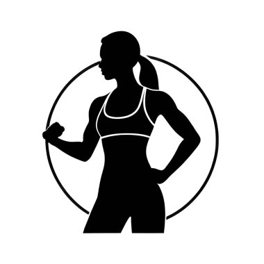 Siluet kadın fitness spor ikonu vektör illüstrasyon tasarımı