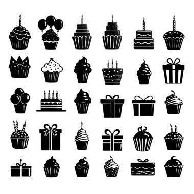 Siyah ve beyaz keklerin vektör çizimi