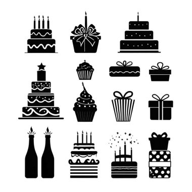 vektör siyah simgelerinin kümesi