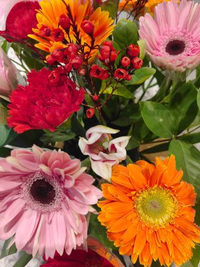 Renkli, zengin ve zarif. Ev dekorasyonu için doğal çiçekler..