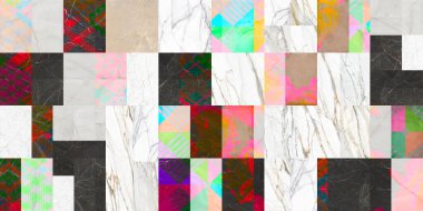 Dijital dekorasyon için birkaç misket ve taş karışımı arka plan. Beyaz mermer, jeemetrik ve kemerler.