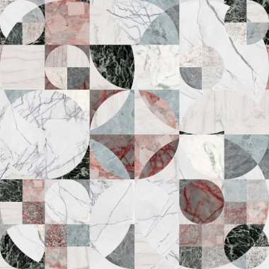 Yaratıcı yama kalıplı taş seramik duvar kağıdı tasarımı. Beyaz mermer