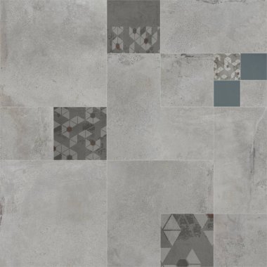 Güzel yama kalıbı. Taşlar, beton ve misket karışımı. Çiçekli geometrik dekorasyon.