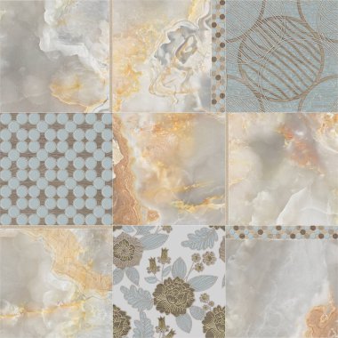 Güzel yama kalıbı. Oniks mücevher mermer ve tekstil desenli dekorasyon karışımı.