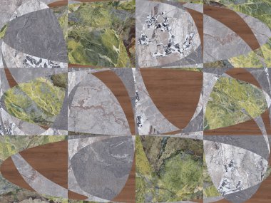 Farklı geometrilerde çeşitli doğal taşlardan veya mermerden oluşan arkaplan duvar kağıdı