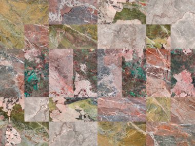 Background wallpaper mixed of several natural stones or marble in different geometries clipart