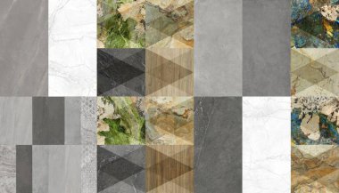 Şalı ve modern tarzda yamalı doğal taş desenleri. Tekstil ve ev dekorasyonu için desen.