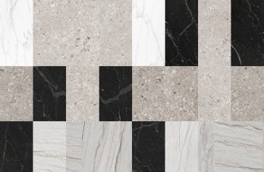 Kare şeklindeki taş mermer desenli mozaik zemin. Zemin ve duvar kiremitleri için uygun. Ev dekorasyonu.