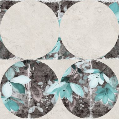 Mozaik arka plan kusursuz. Çiçekli suluboya arka planda doğal taşlarla çiçek açan orkideler..