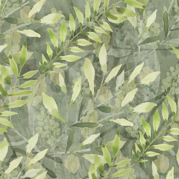 Duvar kâğıdı, orman çiçekleri deseni. Rüzgarda sallanan çiçekler, yapraklar ve çiçekler sanat tasarımı