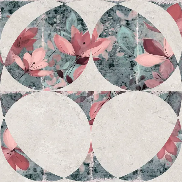 Mozaik arka plan kusursuz. Çiçekli suluboya arka planda doğal taşlarla çiçek açan orkideler..